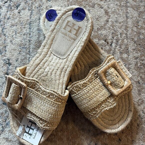 Haute Hippie Woven Straw Slide Espadrille Sandals with Buckle- Size 8.5 - Picture 4 of 4
